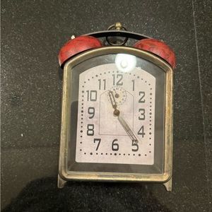 Pottery Barn Vintage Style Art Deco Clock in Brushed Metal